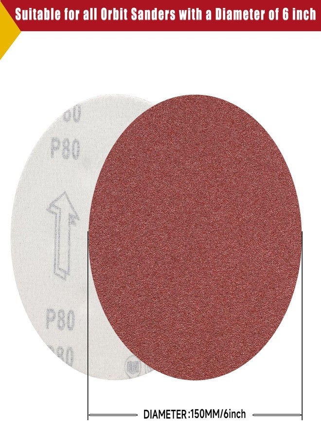 POTUINOM 100 PCS 6 Inch Sanding Discs 180 Grit Hook and Loop Sandpaper, Round Orbital Sand Paper Discs for Sander - Image 2